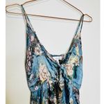 LOUNA Blue Floral Printed Tie Front Waist Mid Slit Maxi Tropical Dress Size S Photo 6