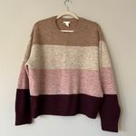 H&M Beige Pink Color Block Striped Knit Sweater Photo 1