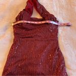 NWOT long red sequined mermaid prom dress with long slit size 2 Photo 6