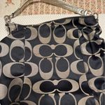 Coach Poppy Signature C Monogram Shoulder Bag Black Tan Hobo Purse Photo 3