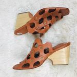 Rachel Comey Brown Leather Mule Clog Wedge Sandal Tawny Woven Stud Size 6 Photo 4