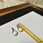 Trifari Signed Gold Tone & White Dangle Drop Pierced Earrings Photo 2