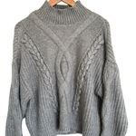 Elizabeth and James  Gray Cable Knit Turtleneck Sweater Size Large Photo 2