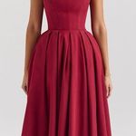 House Of CB  Pandora Berry Strapless Detachable Bow Red Maxi Dress Size L Photo 0