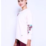 Satva Movement Sarana Embroidered Blossom Sweatshirt Women's Medium Blush Yoga Pink Photo 2