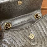 Henri Bendel  Metallic Silver Pewter Quilted Chain Flap Shoulder Crossbody Bag Photo 10