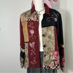American Vintage Vtg 90s Grandma Cottage Cheetah Floral Patchwork Button Collared Sweater Medium Photo 1
