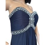XScape Navy Chiffon Jeweled Bodice Empire A-Line strapless Evening Gown 8 Photo 5