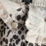 J.Crew  Pants Linen Blend Cream Brown Leopard Print Tapered Summer Weight Size 4 Photo 3