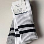 American Eagle Outfitters Two Pack Casual Socks White and Gray Striped NWT Photo 0
