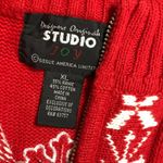 Vintage Christmas Embroidered Skiing Sweater Vest Size XL Red Photo 3