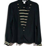 Vintage EK Designs Military Style Blouse with Gold Accents Size 12 Black Photo 0