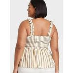 Ava & Viv NWT -  White + Tan Stripe Summer Tank Top With Smocking - Plus Size 2x Photo 1