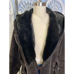 Banana Republic Brown Suede Hooded Jacket XL Tie Waist Leather AS IS Photo 12