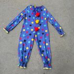 Vintage handmade blue Polkadot clown suit with pom detail on front MEDIUM? Photo 9