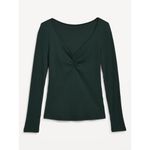 Old Navy  Long-Sleeve Cinched-Front Rib-Knit T-Shirt Medium NWT Photo 4