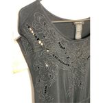 Spense Women's Tie Waist Cap Sleeve Embroidered Knee Length Dress Black Large Photo 4