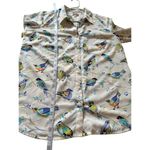 JM Collection Bird-Print Button Up Shirt Long Sleeve Kingfishers Bluebirds 12P Photo 6