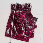 Lulus NWT  Look Like a Star Magenta Pink Reversible Sequin Strapless Dress MEDIUM Photo 9