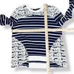Hazel Crochet Lace Detail Striped Long Sleeve Shirt Blue White Small Photo 10