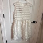 After Market Women's White Textured Striped Sheer Sleeveless Drop Waist Dress S Photo 1