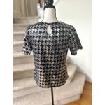 Lili Sidonio Anthropologie Black & Silver Sequin Houndstooth Short Sleeve Blouse Size M Photo 1