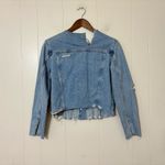 ZARA  TRF Authentic Denim Destroyed Cropped Jacket Size S New Photo 9