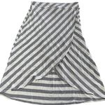 Athleta Skirt Womens Large Grey White Seeing Stripes Tulip Hem Midi Photo 1