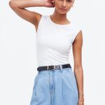 Madewell  Scoopneck Cap Sleeve Tee Top Cotton Stretch Jersey White Basics XL NWT Photo 1