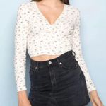 Brandy Melville ballerina tie front crop top Cottagecore Coco Floral Long Sleeve Photo 6