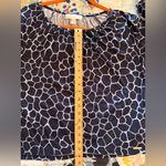 Michael Kors M Navy Pale Blue Giraffe Print 3/4 Sleeve Top Photo 7