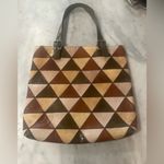 Miu Miu vintage fabulous Geometric Patchwork Tote Bag - Brown and Tan Photo 9
