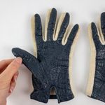 Aris Snuggler Vintage Blue Beige Vinyl Knit Gloves Womens One Size Photo 8