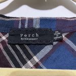 Perch By Blu Pepper Shirt Top Women's 3XL Brown Plaid Split Neck High‎ Low Hem Size undefined Photo 2