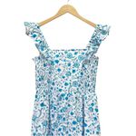 Draper James Cotton Poplin Ruffle Sleeve Sundress Blue White Paisley Size Small Photo 5