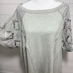 Free People Shine Me Out Top Embellished Sleeve Pullover Open Back Large L NEW Photo 7