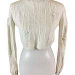 Etophe studios  Cream Distressed Ribbed Cropped Sweater Small Y2K Grunge Cozy Photo 0