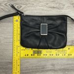 Audrey Brooke Black Genuine Leather Wristlet Silver Hardware Approx 7.5" x 5" Photo 7