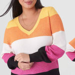 Lane Bryant NEW Classic V-Neck Tunic Pullover Sweater Striped Soft 16/18 XL/XXL Photo 0