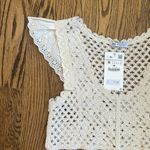 ZARA NWT Crochet Crop Top Ruffle Sleeve Size M Cream White Photo 3