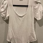 We The Free Ava Puff Sleeve Round Neck White Bodysuit Photo 1