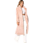 Juicy Couture  Women’s Medium Dusty Pink Teddy Trench Faux Fur Coat Long Plush Photo 2