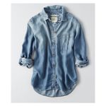 American Eagle boyfriend Jean buttons shirt size MEDIUM NEW Blue Photo 1