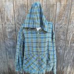 Venezia Jean Green Plaid Zip Up Flannel Size 26/28 Blue Photo 3