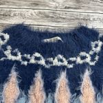 LC Lauren Conrad Women's Fuzzy Fair Isle Sweater Blue White Pink M Med Medium Photo 4