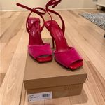 Steve Madden  Pink/Red Velvet Square Toe Ankle Strap Dress Sandals. Size 6! NIB! Photo 1
