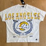 The Wild Collective Dolman Tee LA Rams Oversized Size S White Blue Yellow Photo 0