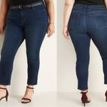 Old Navy NWT  Size 26 Short Mid Rise Power Slim Straight‎ Dark Wash Jeans Plus Photo 2