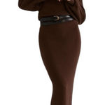 Favorite Daughter Irene Off Shoulder Ribbed Maxi Dress Coffee Brown XL‎ Photo 0