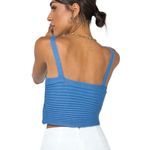Princess Polly Blue Knit Crop Top Faux Wrap Ribbed S Photo 1